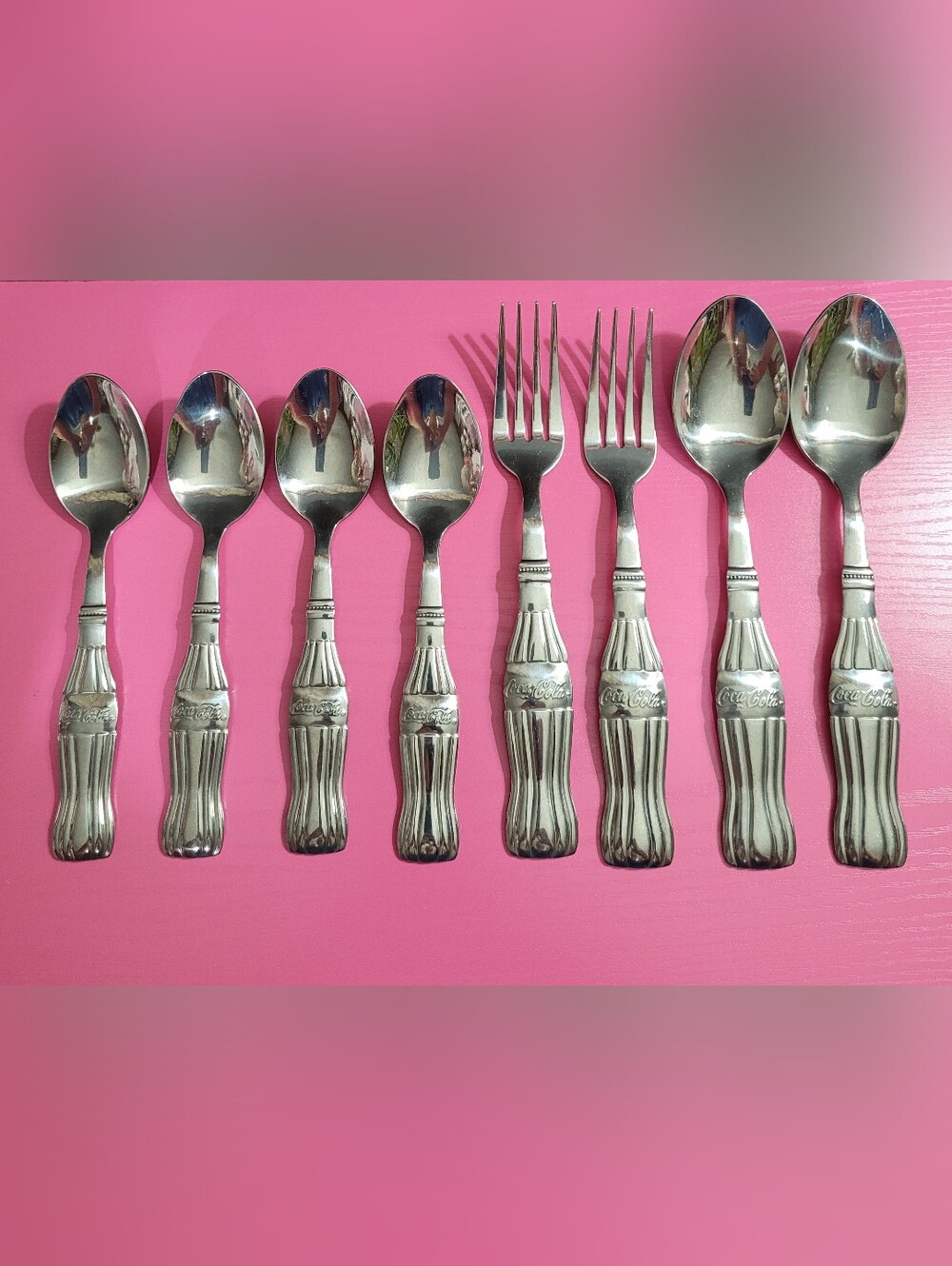 Gibson Coca Cola Stainless Flatware. Partial Set Of 8 Pieces.  (1248)